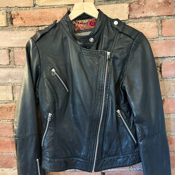 🖤 BOD & CHRISTENSEN Black Leather Biker Jacket – Size M 🖤 - Picture 3 of 8